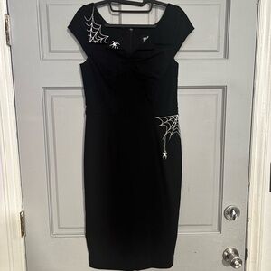 SOLD Hell Bunny Miss Muffet Black Spider-Web Wiggle Dress - S